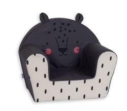 JC25 DELSIT - FAUTEUIL À OREILLES LÉOPARD GRIS FONCÉ